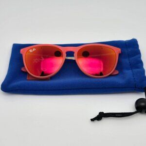 Ray-Ban Jr. RJ9060S Erkia Kids Fuchsia Fluo Frame Orange Mirror Lens Sunglasses